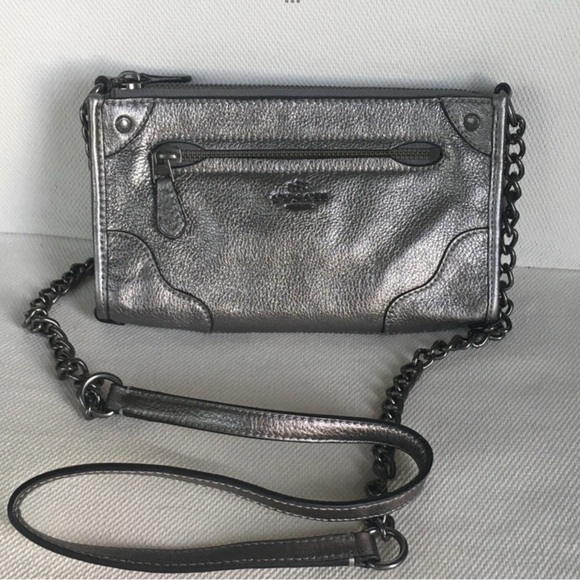 Coach Handbags - Coach Mickie silver/grey leather